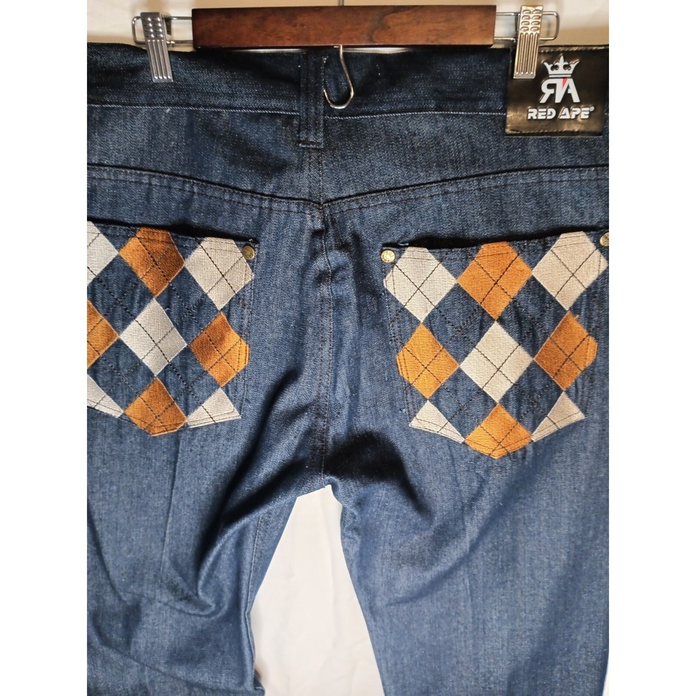 Red Ape Men's Jeans. Urban Pants. 40x33. Unique Diamond Checker Pattern.